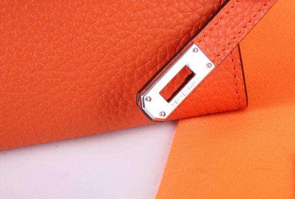 High Quality Hermes Kelly Bi-Fold Wallet A708 Orange Fake - Click Image to Close